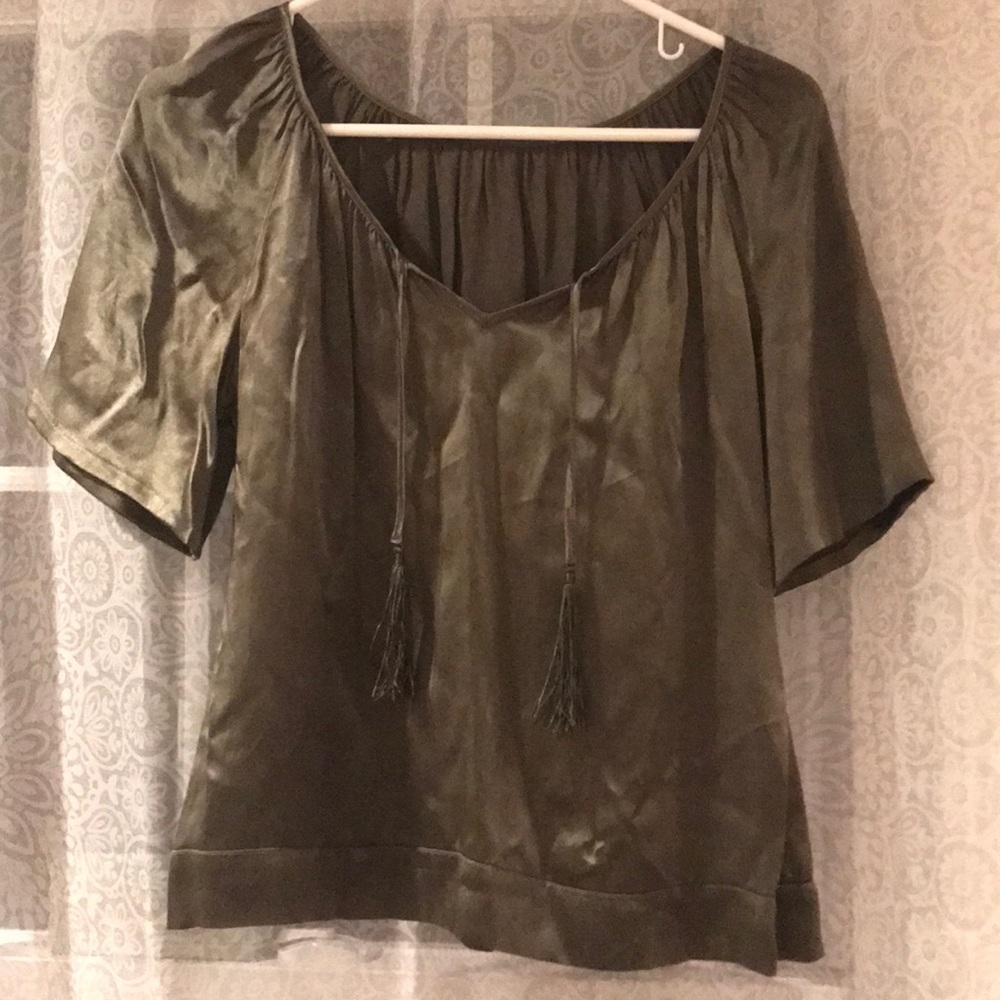 Silk army green J Crew top